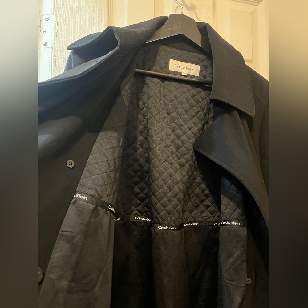 Calvin Klein Classic Black Trench Coat - Picture 6 of 9
